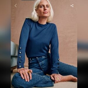 Sezane Blue 100% Merino Wool Paulo Jumper